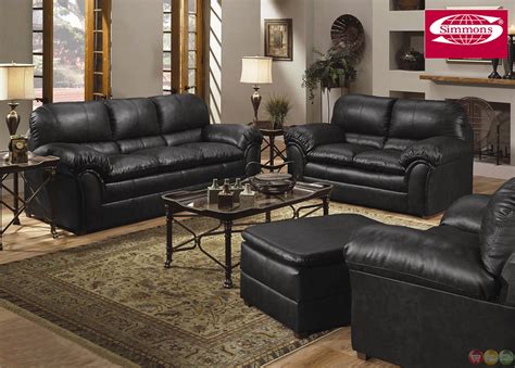 Large arm rests on each seat on this one! Geneva Black Bonded Leather Casual Sofa & Loveseat Living ...