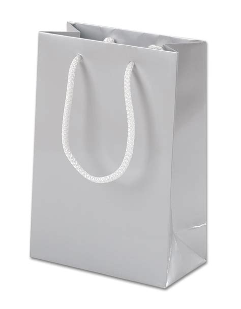 Silver Gloss Paper Party Bags With Rope Handles The Paper Bag Store
