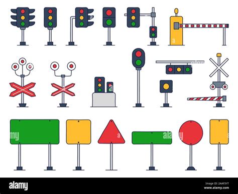 Set Of Traffic Vector Cartoon Illustration Railway And Road Traffic