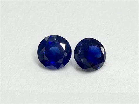 Certified Natural Blue Sapphires Royal Blue Round Pair Lihiniya Gems