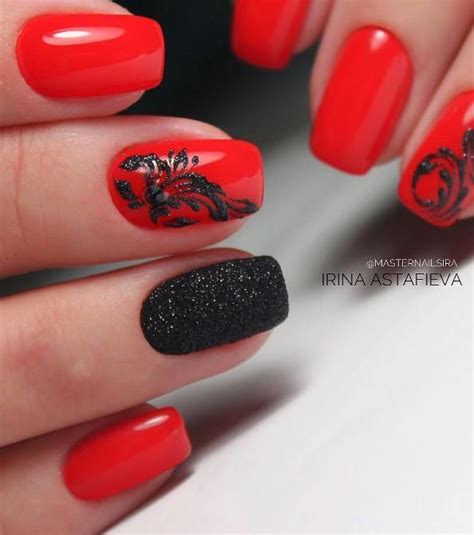 45 Stylish Red And Black Nail Designs That Youll Love In 2019 Red