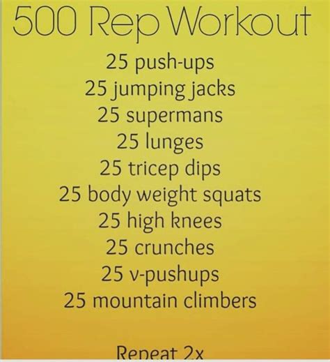 500 Rep Workout Crunches Lunges Squats Body Weight Squat 100