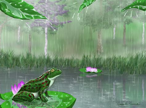Summer Rain At Lotus Pond Painting By Amanda Gusack Fine Art America