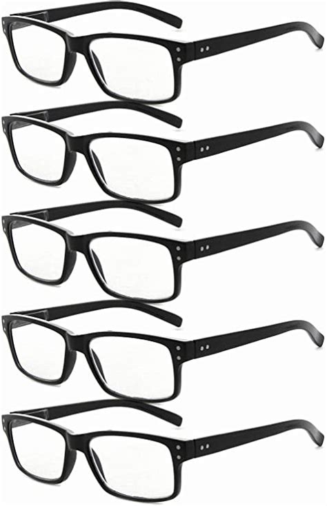 eyekepper 5 pack reading glasses for men spring hinges classic readers black frame 1 75