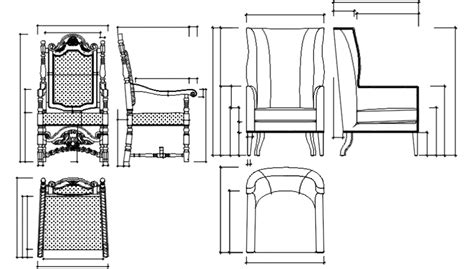 Royal Classic Chair All Sided Elevation Block Drawing Details Dwg File