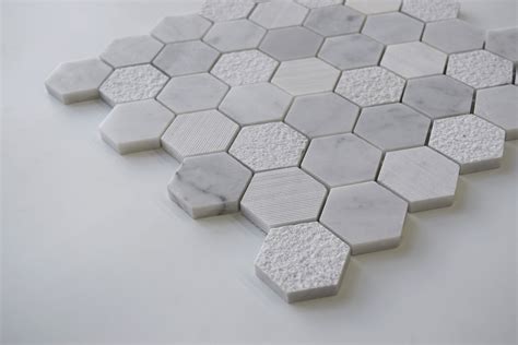 Carrara Hexagon Multiple Finish Marble Mosaic Tile Qdi Surfaces