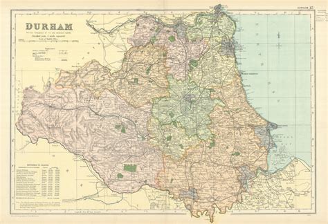 County Durham Geological Map Stanford 1907 Old Antique Vintage Plan Chart