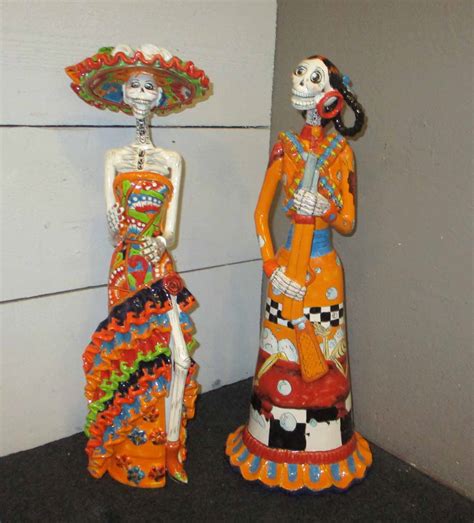 Mexican Catrina Skeleton Figures Two Multicoloured 56cm H 2