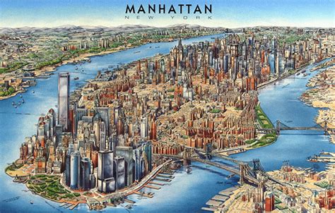 Map One Of Unique Medias Illustrated Maps Of Manhattan From Before