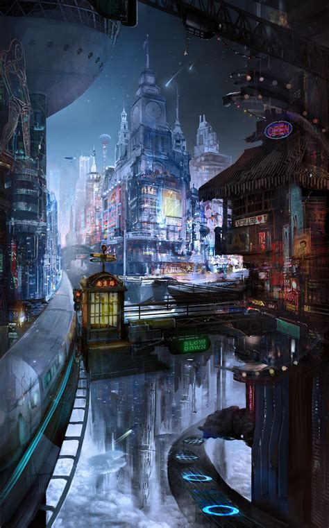 Nanjing Road 29 F Cyberpunk City Futuristic City Sci Fi City