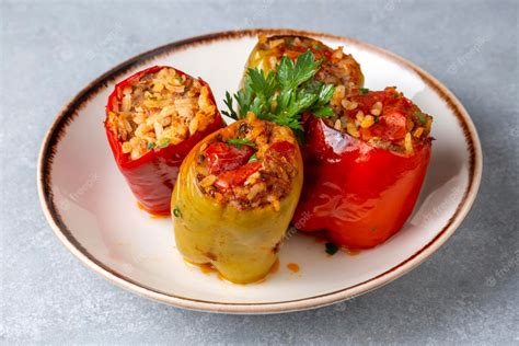 Premium Photo Traditional Turkish Foods Stuffed Pepper Etli Biber