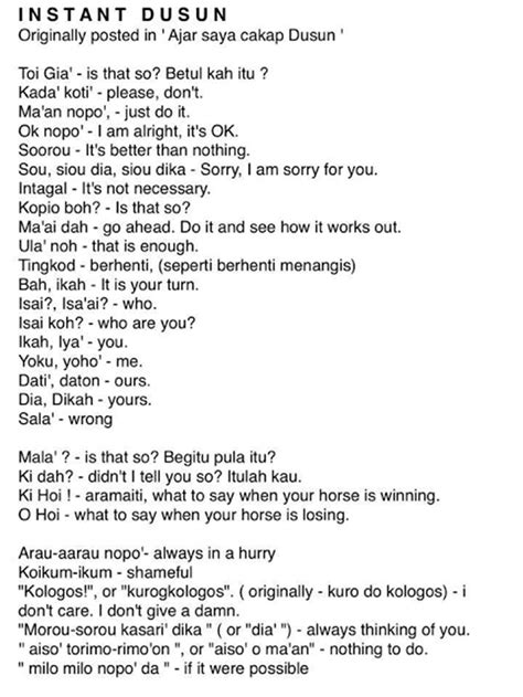 Terjemahan kata dusun dari bahasa indonesia ke bahasa inggris dan contoh penggunaan dusun dalam kalimat dengan terjemahannya: .: Mari Belajar Bahasa Dusun