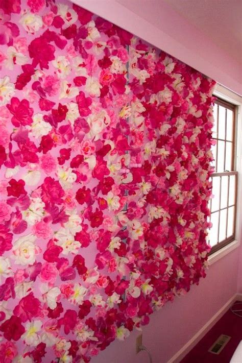 Paper pom pom flowers weddings decorations flower wall. hundreds of silk flowers. Luv this idea for a wall or ...