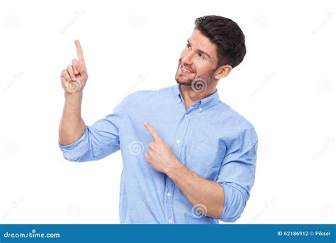 Young Man Pointing Stock Photo Image Of White Person 62186912