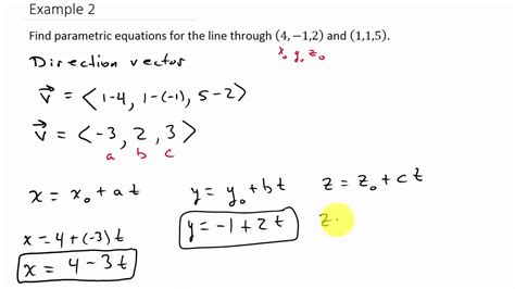 Finding Parametric Equations Passing Through Two Points Youtube