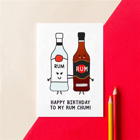 Rum Chums Birthday Card For Friend Rum Birthday Card Bff Etsy Uk