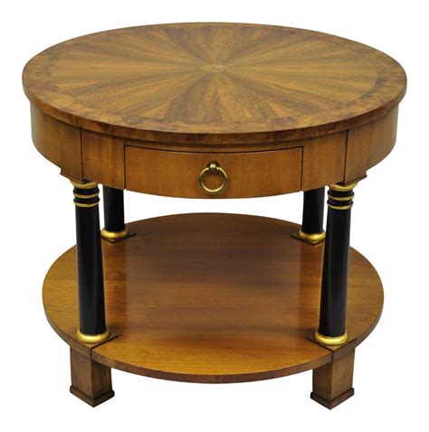 Baker Burl Walnut & Rosewood Round Empire Side Lamp End Table in 2020 | Burled wood table, End ...