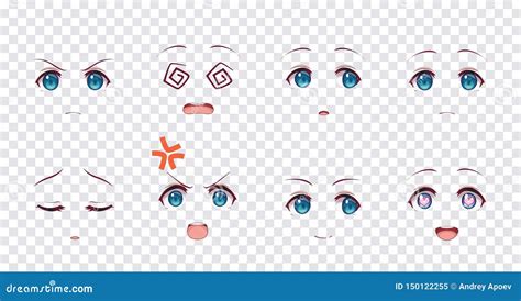 Emotions Blue Eyes Of Anime Manga Girls Stock Vector Illustration Of