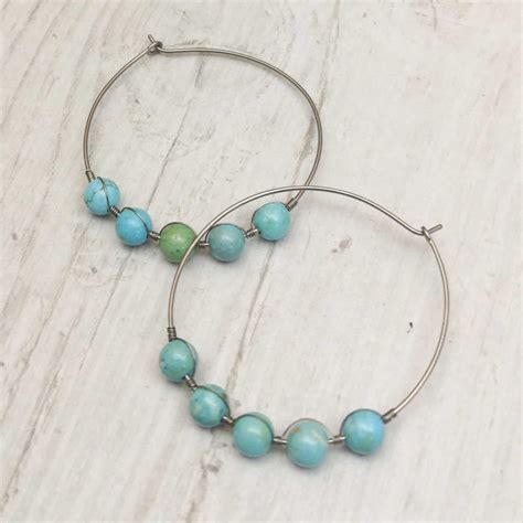 Restocked To My Etsy Shop Turquoise Titanium Hoop Earrings Delicate