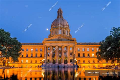 Facade Of Alberta Legislature Building In Twilight Edmonton Alberta