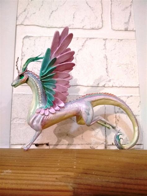 Dragon Unicorn Figurine Air Elemental Handpainted Dragon Green Etsy