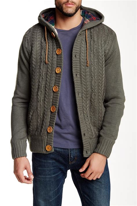 American Stitch Knit Cardigan Hoodie In Green For Men Lyst