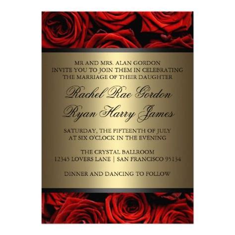 Red Roses Wedding Invitation In 2020 Red Rose Wedding