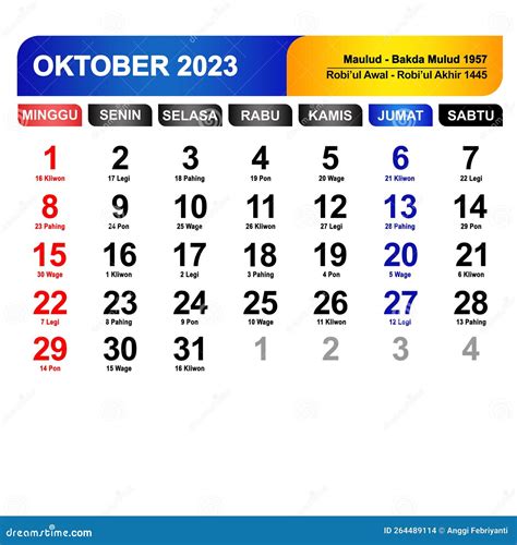 Kalender Bulan Oktober 2023 Lengkap Dengan Hari Libur Photo Stock