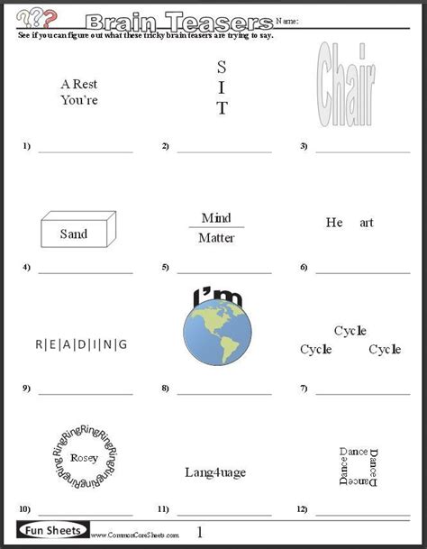 Free Brain Teaser Printables~ Four Free Worksheets That Will Keep Your