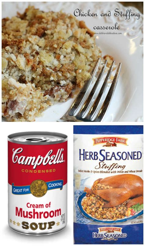 Prepare the stuffing in skillet using the water and the remaining butter according to package directions, except let it millions of smart parents have read us since we launched in 2002. Chicken and stuffing dump casserole - Debbiedoos