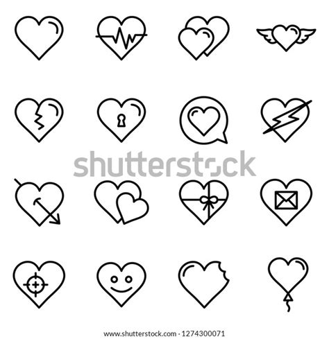 Heart Icons Pack Isolated Heart Symbols Stock Vector Royalty Free