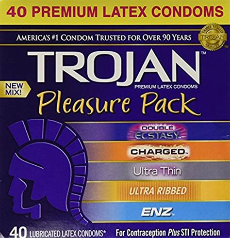 Trojan Pleasure Pack New Mix Premium Lubricated Latex Condoms 40