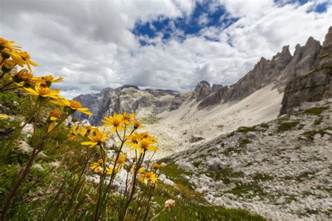 Dramatic Scenery In The Dolomite Alps Italy In Summer With Storm