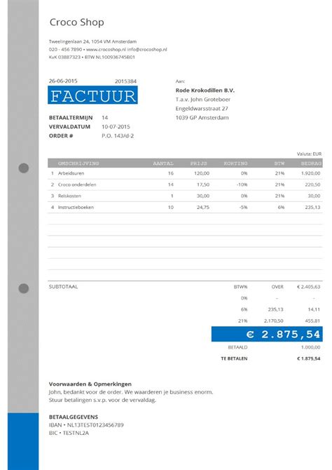 Stijlvol Voorbeeld Factuur In Excel Factuursjablonennl