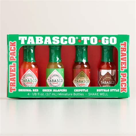 Tabasco Mini To Go Travel Pack Sauces 4 Pack Sauce Tabasco Miniature Bottles