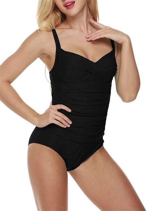 Ekouaer Retro Pin Up Bathing Suit Swimsuit Swimwear One Piece Black Size Ebay