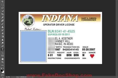 Indiana Drivers License Template In Psd Format V1 Fakedocshop