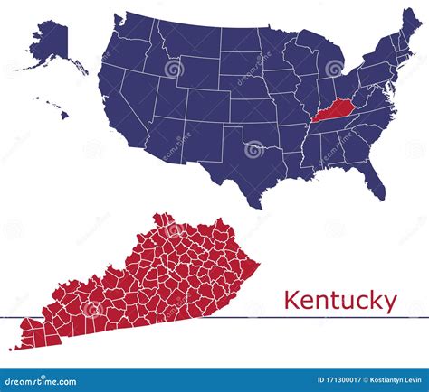 Kentucky Counties Vector Map Stock Illustration Illustration Of