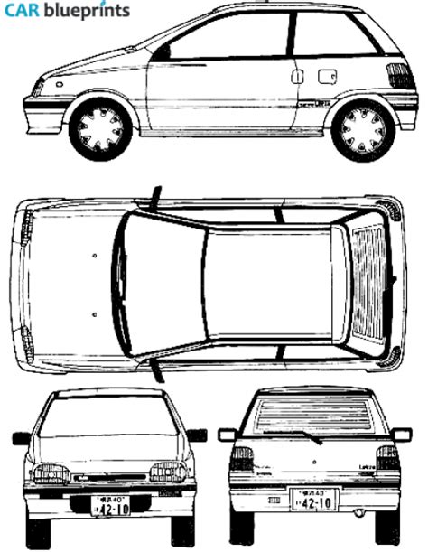 CAR Blueprints Daihatsu Leeza Z Turbo Blueprints Vector Drawings