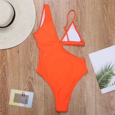 Gubotare One Piece Swimsuit Women Women One Piece Swimsuits Plunge V Neck Bathing Suits Lace Up