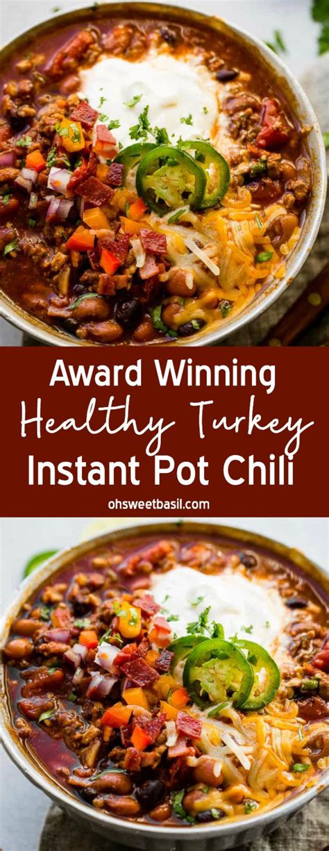 These healthy, low carb tacos have all the flavor you are looking for. Award Winning Healthy Turkey Instant PotChili | Recipe | Instant pot dinner recipes, Chilli ...