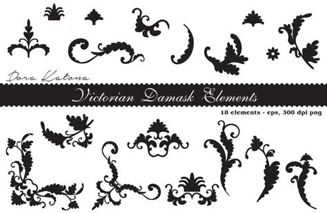 Victorian design elements — medialoot. Victorian Damask Elements ~ Graphics ~ Creative Market