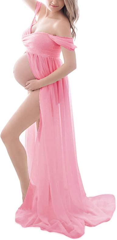 maternity dress for photography off shoulder chiffon gown split front maxi pregnancy dresses for