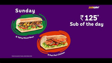 Please note the subway sub of the day former prices and list of each day's subs on our last post here. Subway India_Sub of the day - Repeat (10 sec) - YouTube