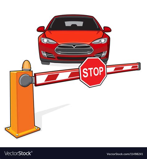 Barrier Stop Sign Car Royalty Free Vector Image