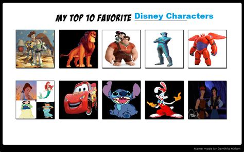 My Top 10 Favorite Disney Characters By Supermariomaster170 On Deviantart