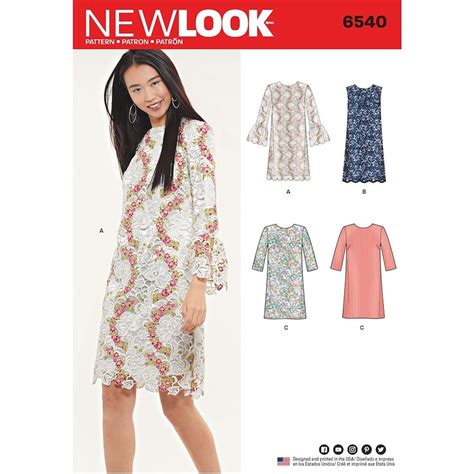 Womens Shift Dress New Look Sewing Pattern 6540 Size 8 20 Shift