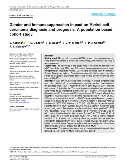 Pdf Gender And Immunosuppression Impact On Merkel Cell Carcinoma