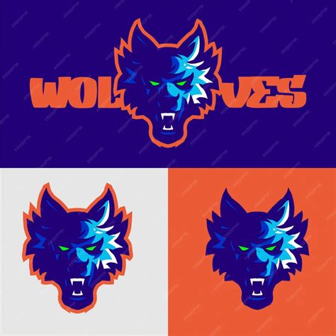 Premium Vector Light Blue Wolves Mascot Logo Gaming Vector Template