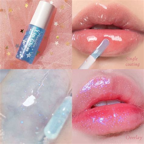 Baby Blue Mirror Clear Lip Gloss Pearly Seductive Lip Glaze Glitter